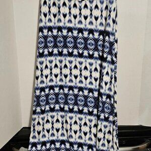 Blue and White Geometric Patterned Skirt
